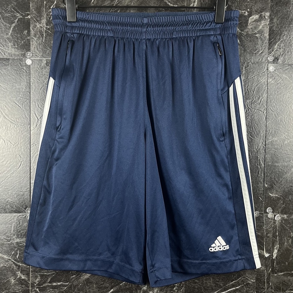 Adidas Men's Navy Striped Climalite Shorts Medium